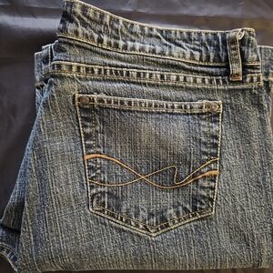 Faded Glory women's stretch flare jeans in an antique color wash sz18